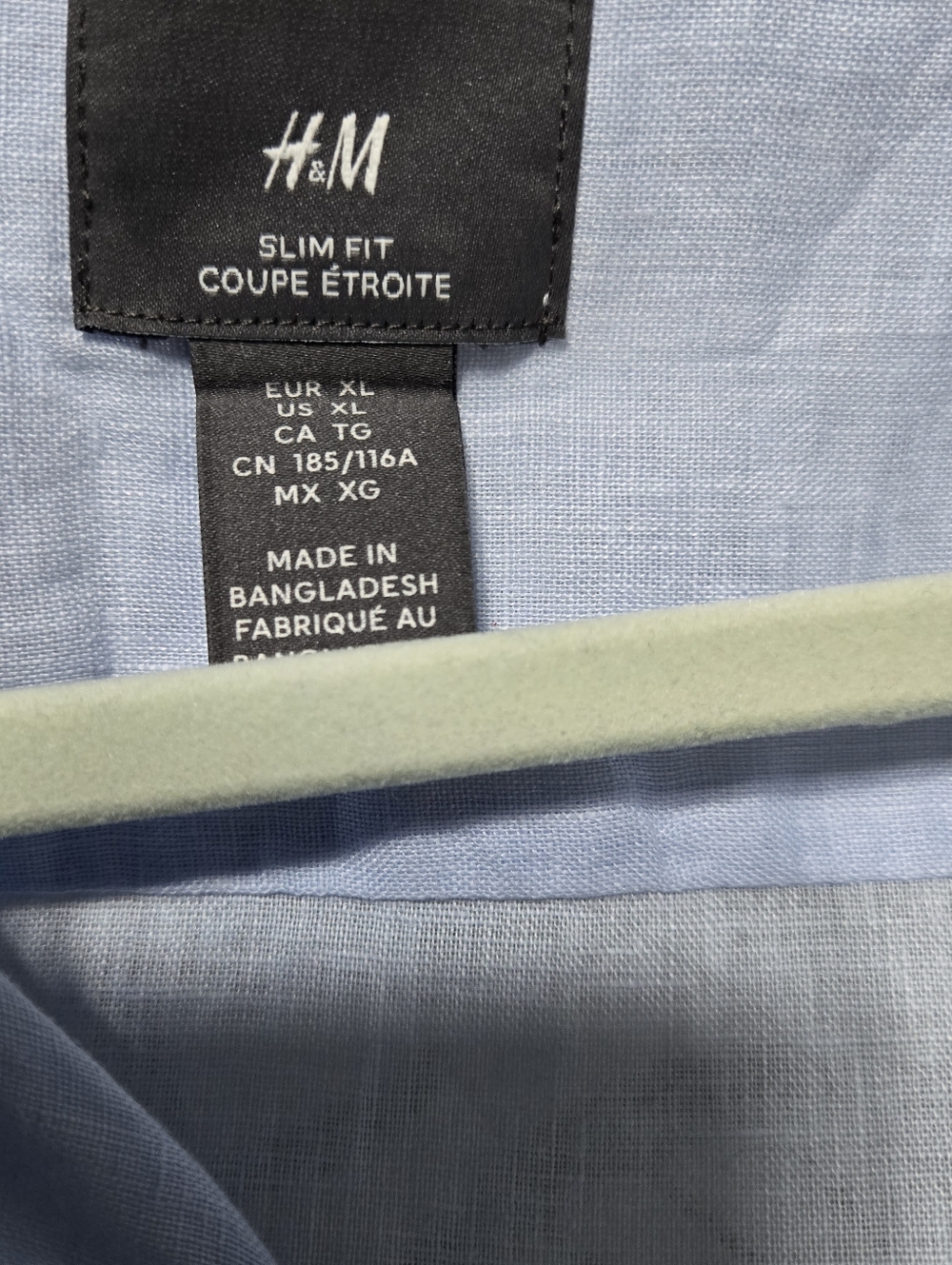 H&M Womens Size XL 100% Linen Soft Blue Slim Fit Button-Up Shirt - Picture 2 of 9